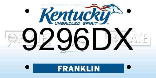 9296DX Kentucky License Plate