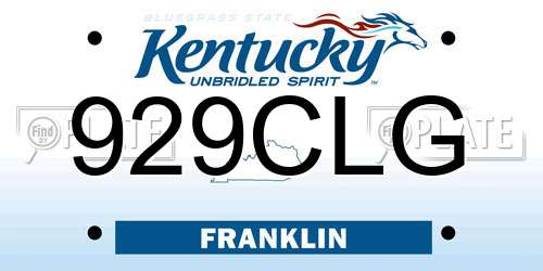 929CLG Kentucky License Plate