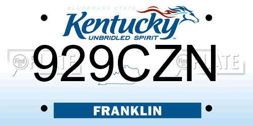 929CZN Kentucky License Plate