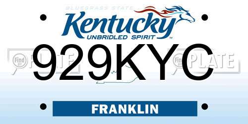 929KYC Kentucky License Plate