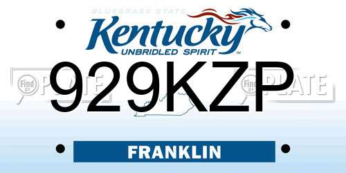929KZP Kentucky License Plate
