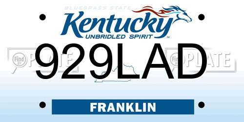 929LAD Kentucky License Plate