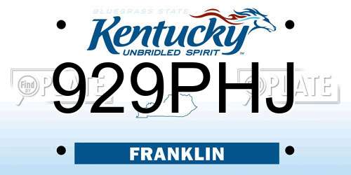 929PHJ Kentucky License Plate