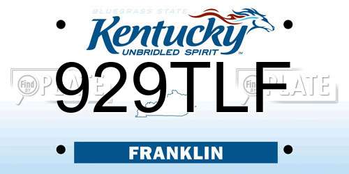 929TLF Kentucky License Plate