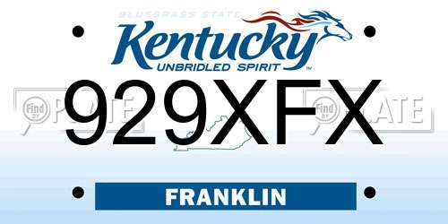 929XFX Kentucky License Plate