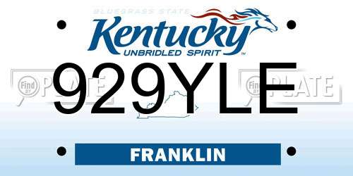 929YLE Kentucky License Plate