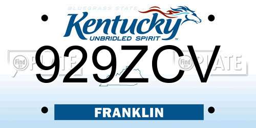929ZCV Kentucky License Plate