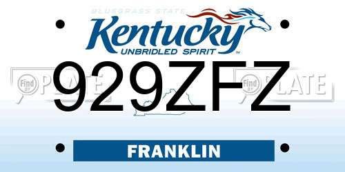 929ZFZ Kentucky License Plate