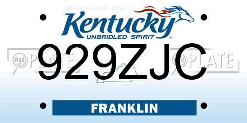 929ZJC Kentucky License Plate