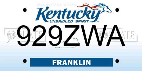 929ZWA Kentucky License Plate