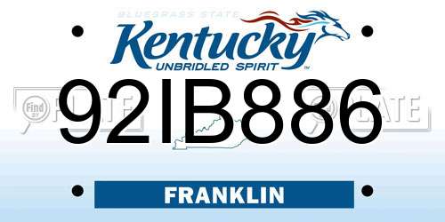 92IB886 Kentucky License Plate