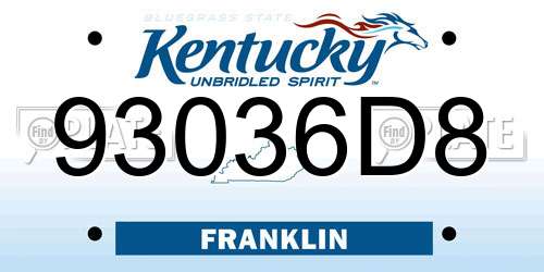 93036D8 Kentucky License Plate