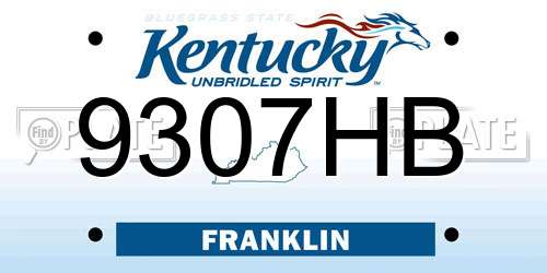 9307HB Kentucky License Plate