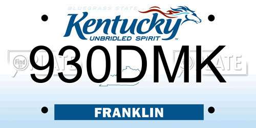 930DMK Kentucky License Plate
