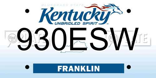930ESW Kentucky License Plate