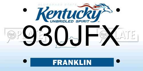930JFX Kentucky License Plate