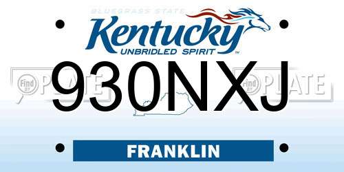 930NXJ Kentucky License Plate