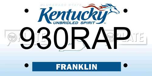 930RAP Kentucky License Plate