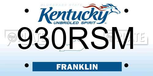 930RSM Kentucky License Plate