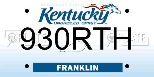 930RTH Kentucky License Plate