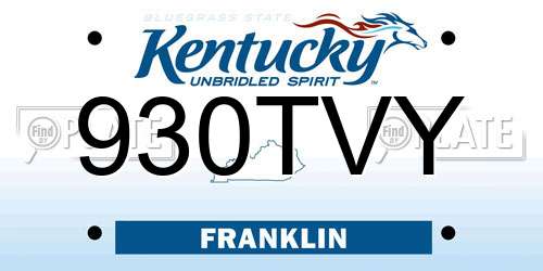 930TVY Kentucky License Plate