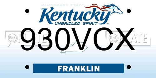 930VCX Kentucky License Plate
