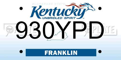 930YPD Kentucky License Plate