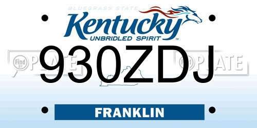 930ZDJ Kentucky License Plate