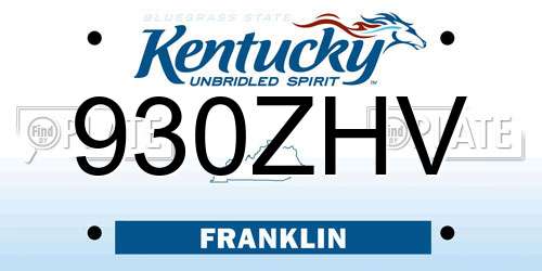 930ZHV Kentucky License Plate