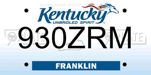 930ZRM Kentucky License Plate