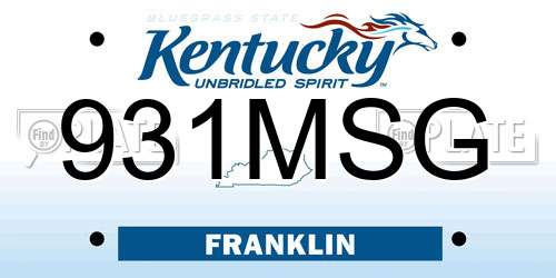 931MSG Kentucky License Plate