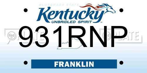 931RNP Kentucky License Plate