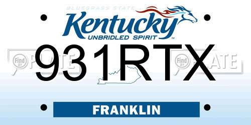 931RTX Kentucky License Plate