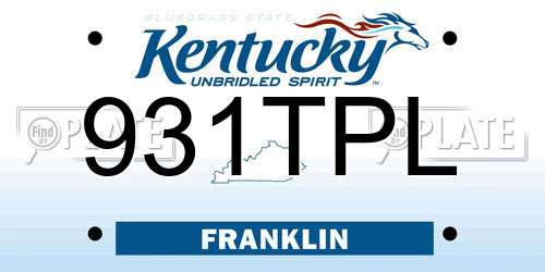 931TPL Kentucky License Plate
