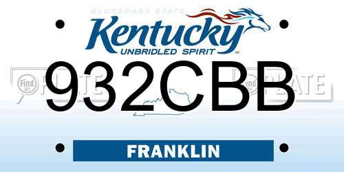932CBB Kentucky License Plate