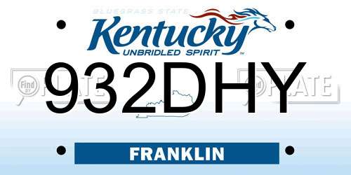 932DHY Kentucky License Plate