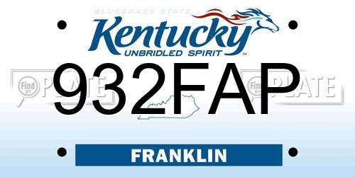 932FAP Kentucky License Plate