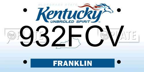 932FCV Kentucky License Plate