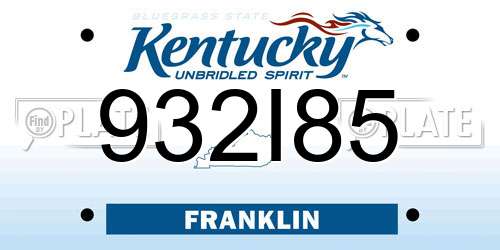 932I85 Kentucky License Plate