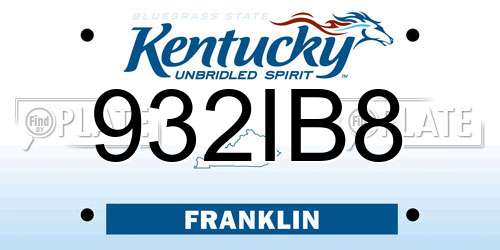 932IB8 Kentucky License Plate
