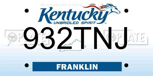 932TNJ Kentucky License Plate