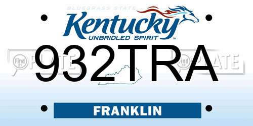 932TRA Kentucky License Plate