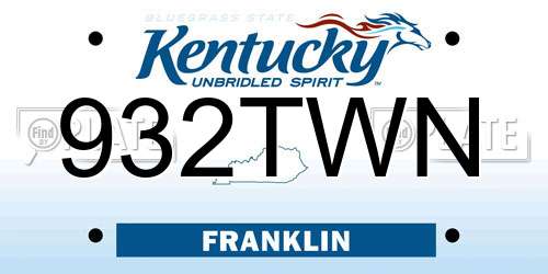 932TWN Kentucky License Plate