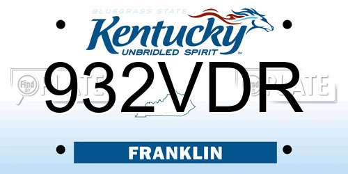 932VDR Kentucky License Plate