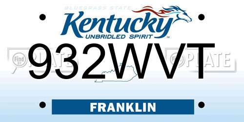 932WVT Kentucky License Plate