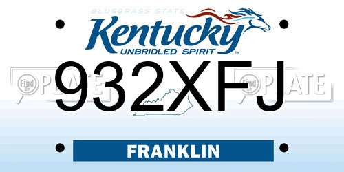 932XFJ Kentucky License Plate