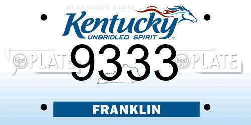 9333 Kentucky License Plate