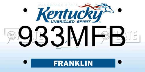 933MFB Kentucky License Plate