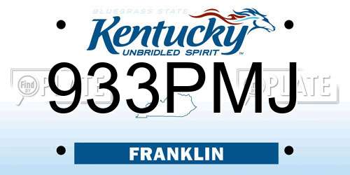 933PMJ Kentucky License Plate