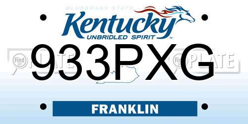 933PXG Kentucky License Plate